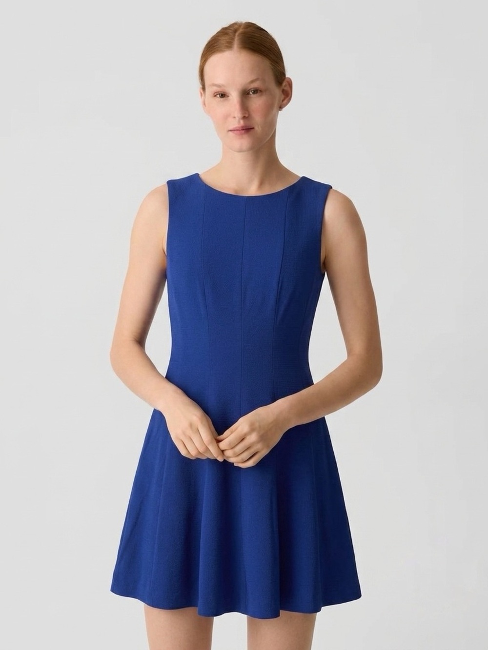 THEORY Women’s Wool-Blend Tilifi K Korka Sleeveless Pintuck Dress - Blue, Sz 10